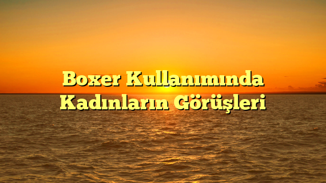 Boxer Kullanımında Kadınların Görüşleri