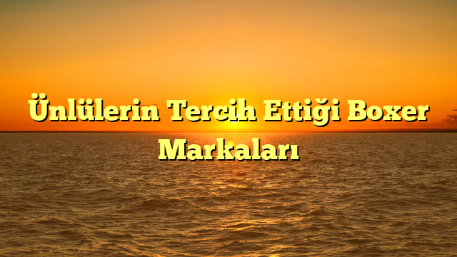 Ünlülerin Tercih Ettiği Boxer Markaları